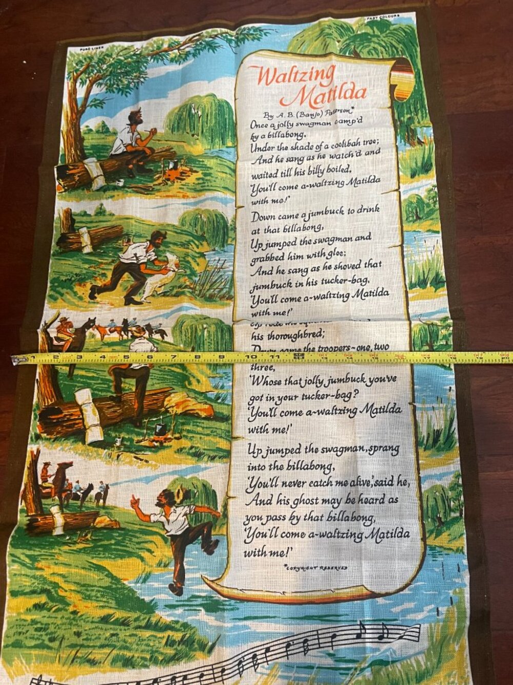 Vintage Heil Waltzing Matilda Pure Linen Australian Tea Towel - Picture 8 of 12